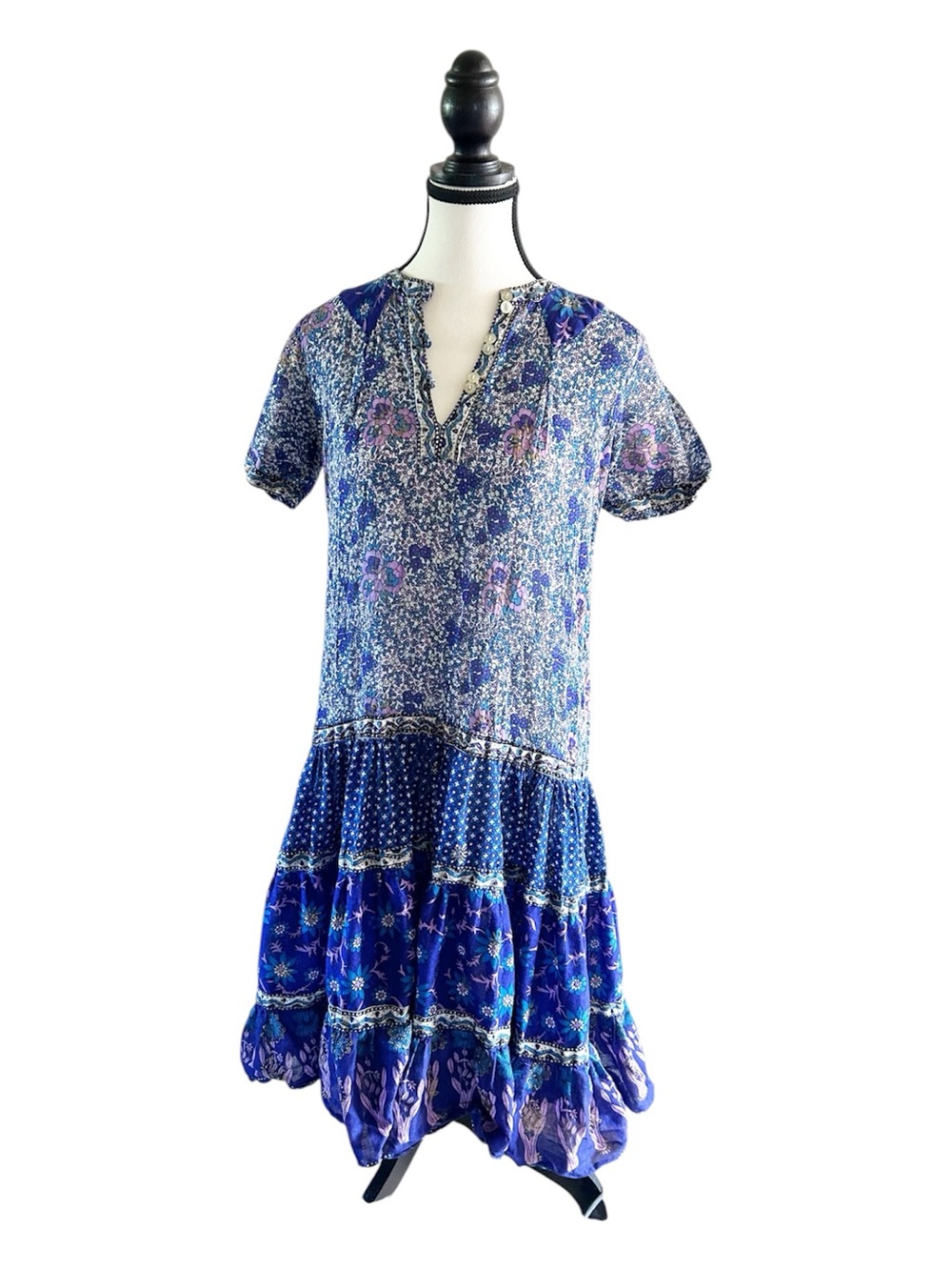 Vintage Y2K Flowy Floral Cotton Dress Lightweight Size 12 Boho